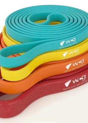Комплект фитнес-резинок wcg powerstrip (4 шт.) — резиновые петли / эспандеры для тренировок и подтягиваний