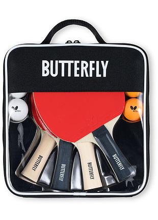 Набор для настольного тенниса butterfly racket set easy 4 bats 6 balls (6257643202)