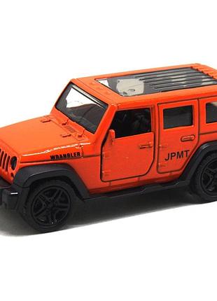 Автопром джип wrangler оранжевый металлическая машинка 11 см инерционная с открывающимися дверями