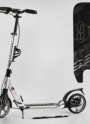 Самокат алюмінієвий best scooter bs-81766 (4) "factor", ручне дискове гальмо, діаметр pu коліс - 200мм, 2 амортизатори,