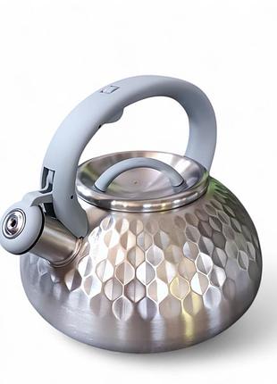 Чайник из нержавеющей пищевой стали хром 3 л maestro mr-1309_3l_grey
