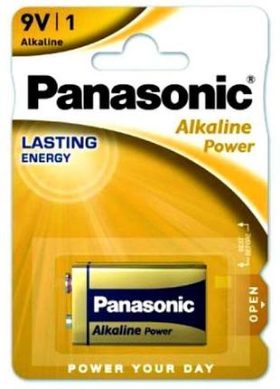 Батарейка калюжна panasonic alkaline 6f22 9v крона blister (цина за 1 шт.)