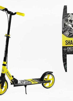 Самокат двоколісний "best scooter" sh-10865 (4) "shark", з ручним гальмом, затискач керма, колеса pu - 20 см, 1 амортизатор, в