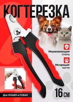 Набор для груминга big для больших собак и котов, когтерез 16 см + пилка 14 см, с прорезиненными ручками, красный с черным