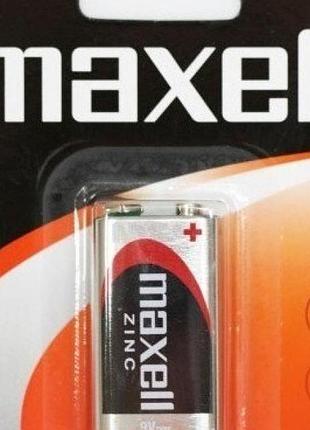 Сольова батарейка maxell 9v/f22 крона 1шт/уп blister