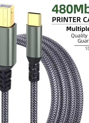 Кабель для принтера usb b to type c nierbo 1 метр сірий