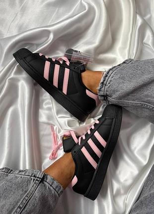 Adidas super star black pink