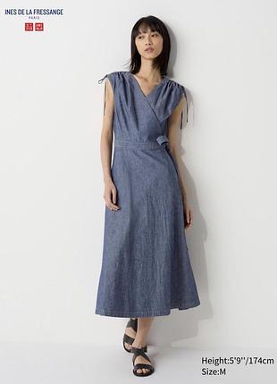 Плаття на запах, сукня з запахом uniqlo wrap dress (sleeveless)