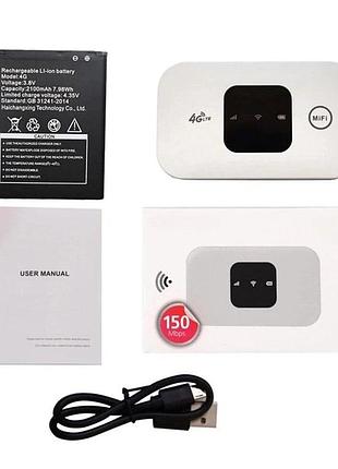 Портативний модем маршрутизатор з sim картою mf800 з led дисплеєм 4g lte, 2100 mah