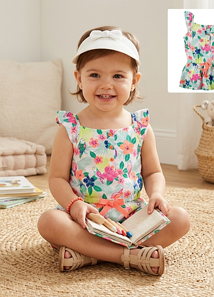 Футболка майка для девочки туника топ картерс carters цветочный принт неон