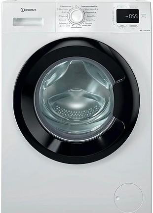 Стиральная машина indesit фронтальная, 6кг, 1200, a+++, 44.6см, дисплей, пар, инвертор, люк черный, белый