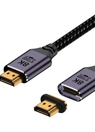 Hdmi-hdmi кабель ultrahd 2.1 с магнитным коннектором 8k 60hz 4k 120hz high-speed ​​двухнаправленный плетеный с