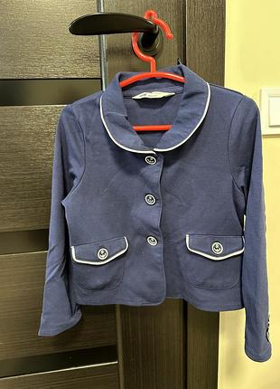 Піджак кардиган h&m дитячий для дівчинки морський стиль синій з якорями 98/104