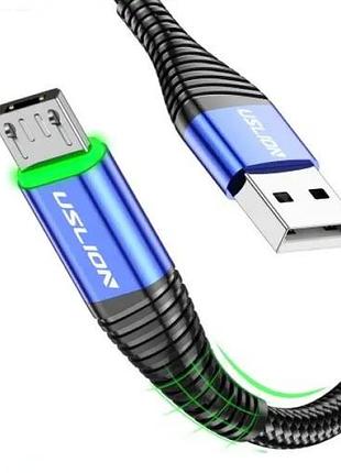Кабель microusb - usb (1m) 3.0а fast charging дата-провод быстрой зарядки передачи данных для телефона uslion