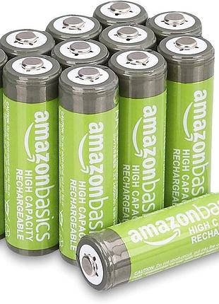 Батарейки amazon basics aa 12 шт nimh 2400mah 1.2v перезаряджувані великої ємності до 400 циклів передзаряджені