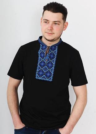 Молодіжна вишита чоловіча футболка з сучасними та стильними кольорами вишивки чф-09