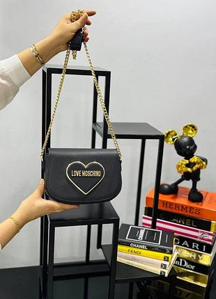Сумка маленькая черная женская love moschino москино клатч кросс-боди люкс качество