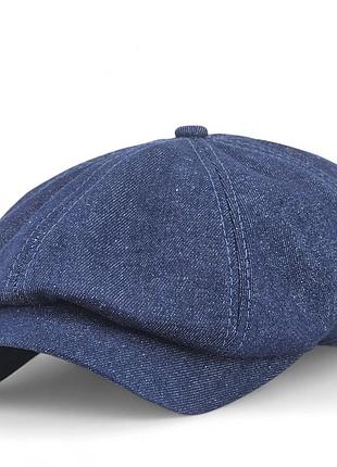 Кепка восьмиклинка чоловіча хуліганка джинсова синя літня без підкладки бавовна власне виробництво 62