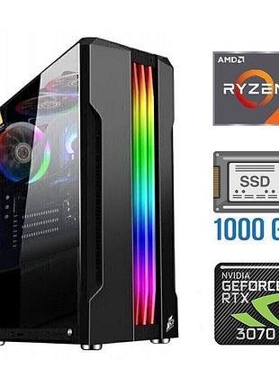 Ігровий пк tower/amd ryzen 5 5500 (6 (12) ядер по 3.6-4.2 ghz) / 32 gb ddr4 / 1000 gb ssd / nvidia geforce rtx 3070, 8 gb