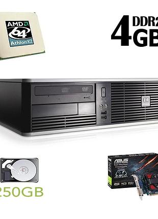 Hp compaq dc5750 sff / amd athlon x2 4400 (2 ядра, 2.3ghz) / 4gb ddr2 / 250gb hdd / new geforce gt 730 1gb ddr3 (hdmi, dvi, vga)