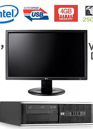 Hp 6300 ellite sff / intel pentium g2020 (2 ядра по 2.9ghz) / 4gb ddr3 / 250gb hdd / usb 3.0 + монитор lg e2210t-sn