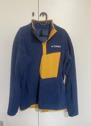 Кофта adidas terrex xploric high pile fleece pullover m in3108 blue/yellow snap