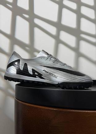 Подростковые сороконожки nike air zoom mercurial vapor 15 academy tf silver black