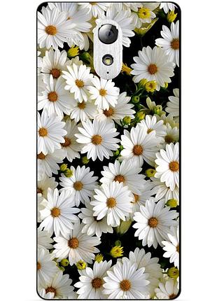 Силиконовый бампер чехол для lenovo vibe p1m с принтом ромашки