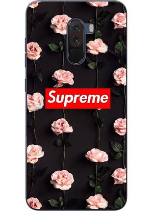 Чехол силиконовый для xiaomi pocophone f1 с рисунком supreme