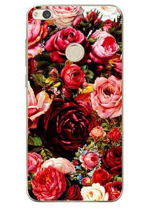 Чехол силиконовый бампер для huawei p8 lite 2017 с рисунком розы