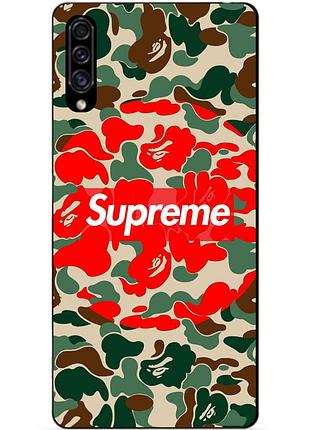 Силиконовый бампер чехол для samsung a30s 2019 galaxy a307f с рисунком supreme хаки