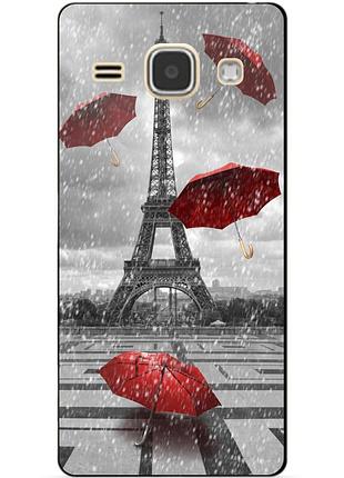 Чохол силіконовий бампер для samsung моделі j120 galaxy j1-2016 з малюнком дощ у парижі
