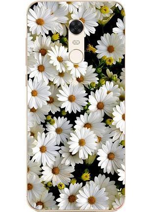 Силиконовый чехол бампер для xiaomi redmi 5 с рисунком ромашки