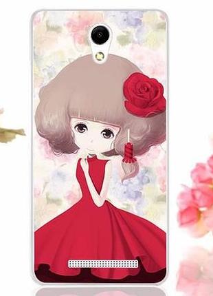 Силиконовый чехол бампер для xiaomi redmi note 2 с рисунком девушка 6