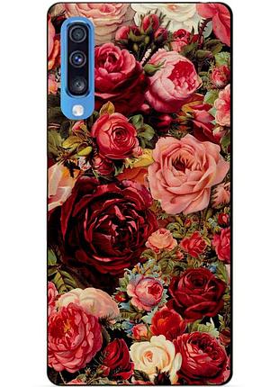 Силіконовий чохол бампер для samsung a70 з малюнком червоні троянди