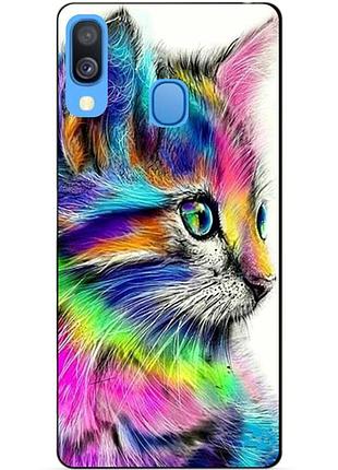 Силиконовый бампер чехол для samsung a40 2019 galaxy a405f с рисунком акварельный котик