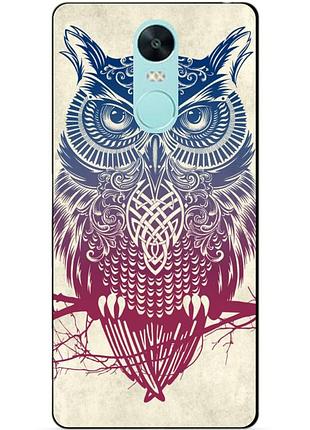 Силиконовый чехол бампер для xiaomi redmi note 4x с рисунком сова