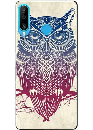 Силиконовый бампер чехол для huawei p30 lite с рисунком сова