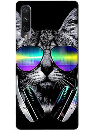 Бампер силиконовый чехол для xiaomi mi a3 с рисунком музыкальный кот