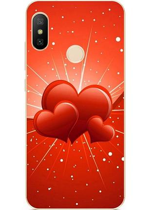 Силиконовый бампер для xiaomi redmi note 6 pro с рисунком сердечки