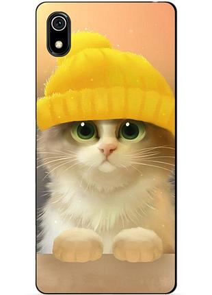 Чехол силиконовый для xiaomi redmi 7a с рисунком котик в шапке