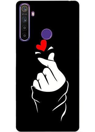 Силиконовый чехол бампер для realme 5 с рисунком знак любви