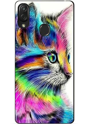 Силиконовый бампер чехол для zte blade v10 vita с рисунком акварельный кот