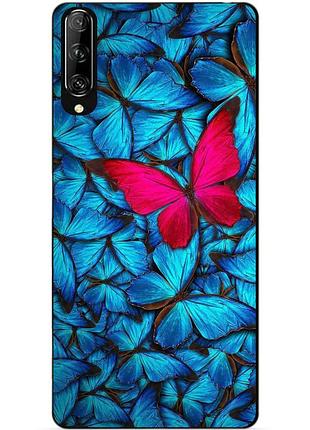 Силиконовый чехол бампер для huawei p smart pro с рисунком бабочки