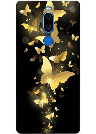 Силиконовый чехол для meizu x8 с рисунком золотые бабочки