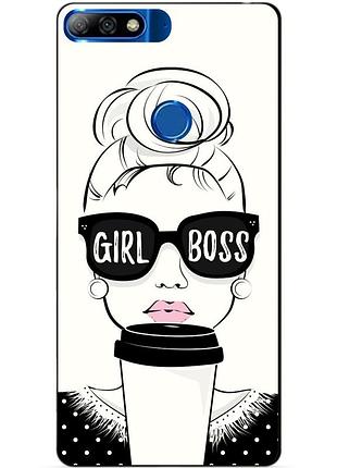 Чехол силиконовый бампер для huawei y7 prime 2018 с рисунком girl boss