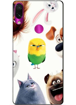Силиконовый бампер чехол для xiaomi redmi note 7 с рисунком тайная жизнь домашних животных