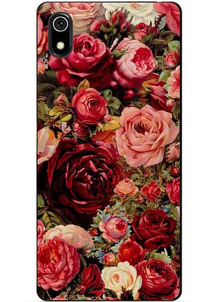 Чехол силиконовый для xiaomi redmi 7a с рисунком красные розы
