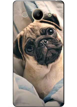 Силиконовый чехол для huawei y3 2017 с рисунком мопс
