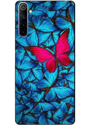 Силиконовый чехол бампер для realme 6 с рисунком мотыльки